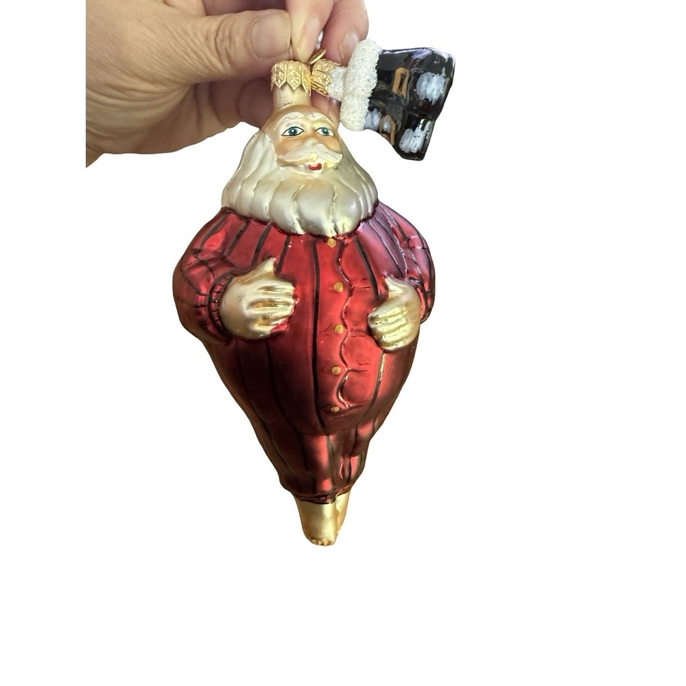 Department 56 Barefoot Santa in Pajamas w/Boots Blown Glass Christmas Ornament